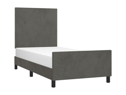 Dark grey velvet bed frame (80x200 cm) without mattress