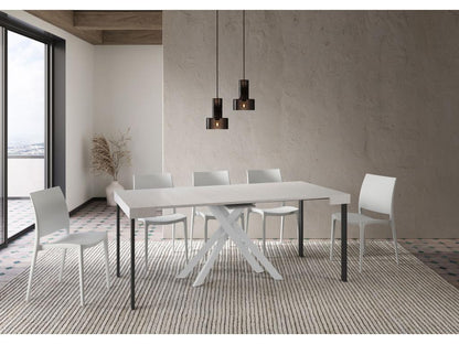 Meubiana Small extendable console table 90x40/196 cm, white ash, white legs