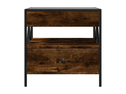 Homzora coffee table with LED, smoked oak, 50x50x51 cm