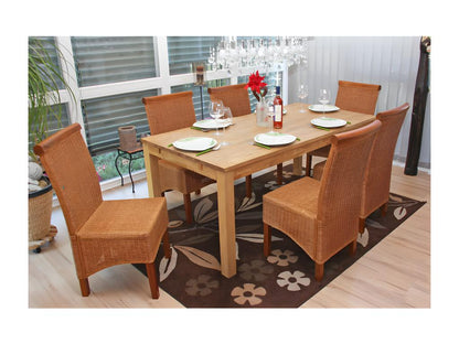Set of 2 M42 dining chairs, rattan/wood, 46x50x96cm