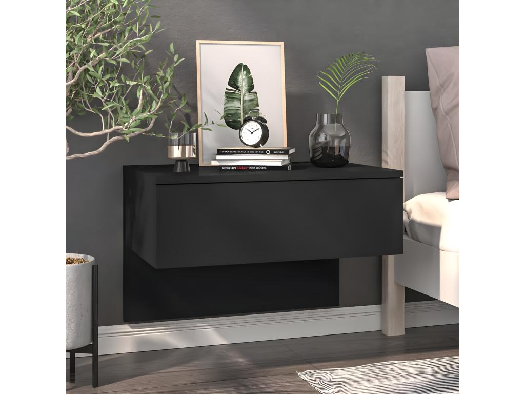 Black Wall-Mounted Bedside Table