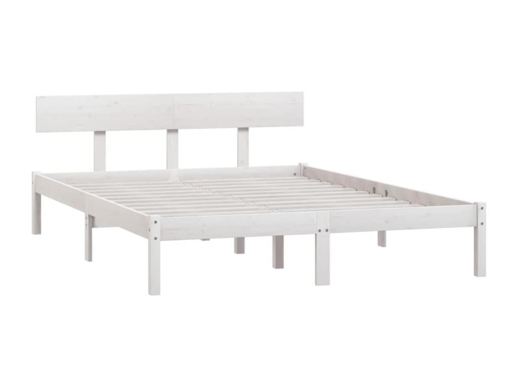 White bed frame, solid pine wood, 140x200 cm