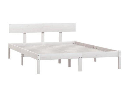 White bed frame, solid pine wood, 140x200 cm