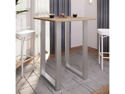 Meubiana Premium wood and aluminum bar table, high table, bistro table, Xona bar table, 80x50 cm, Silver/Oak, Meubiana