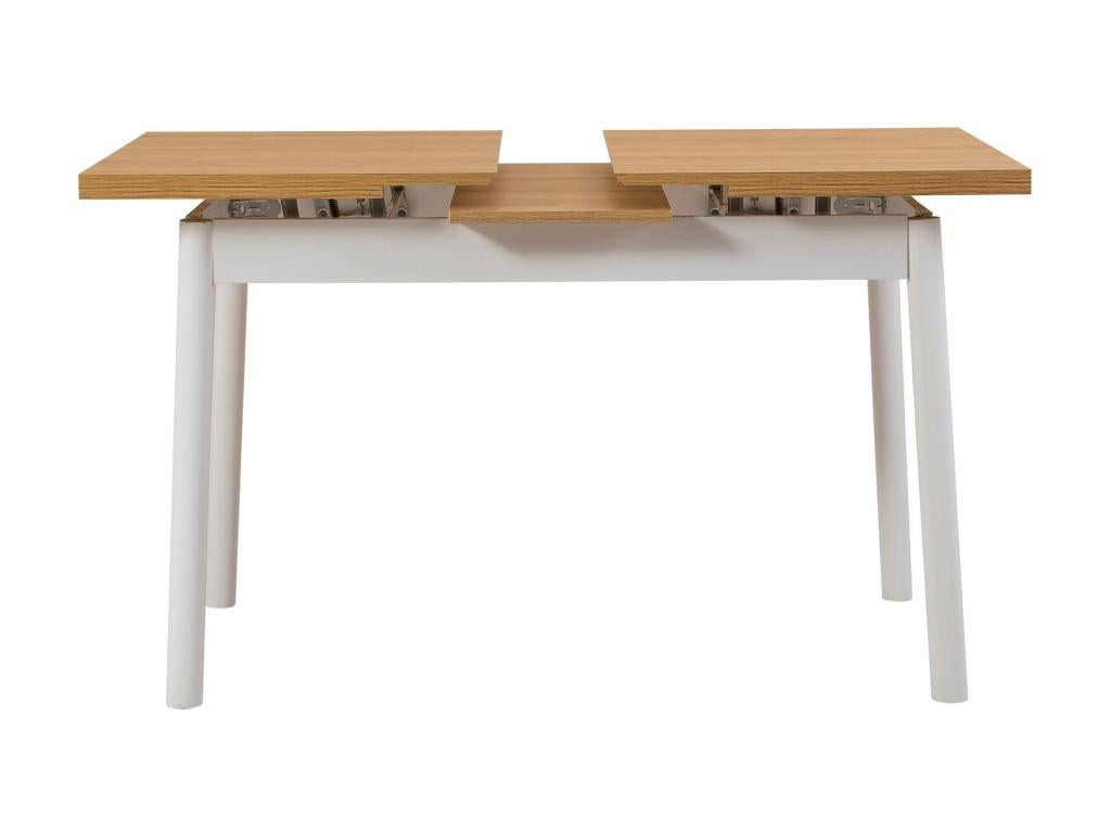 Kontante set: 1 extendable table and 4 white wooden chairs