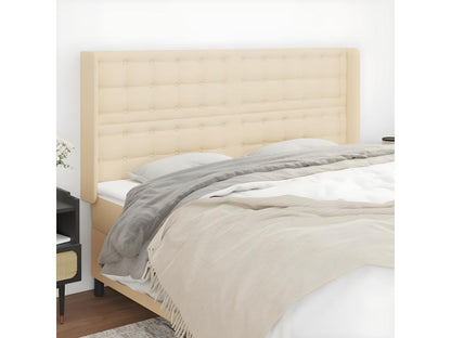 Headboard with wings, Cream, 203x16x118/128 cm, Fabric