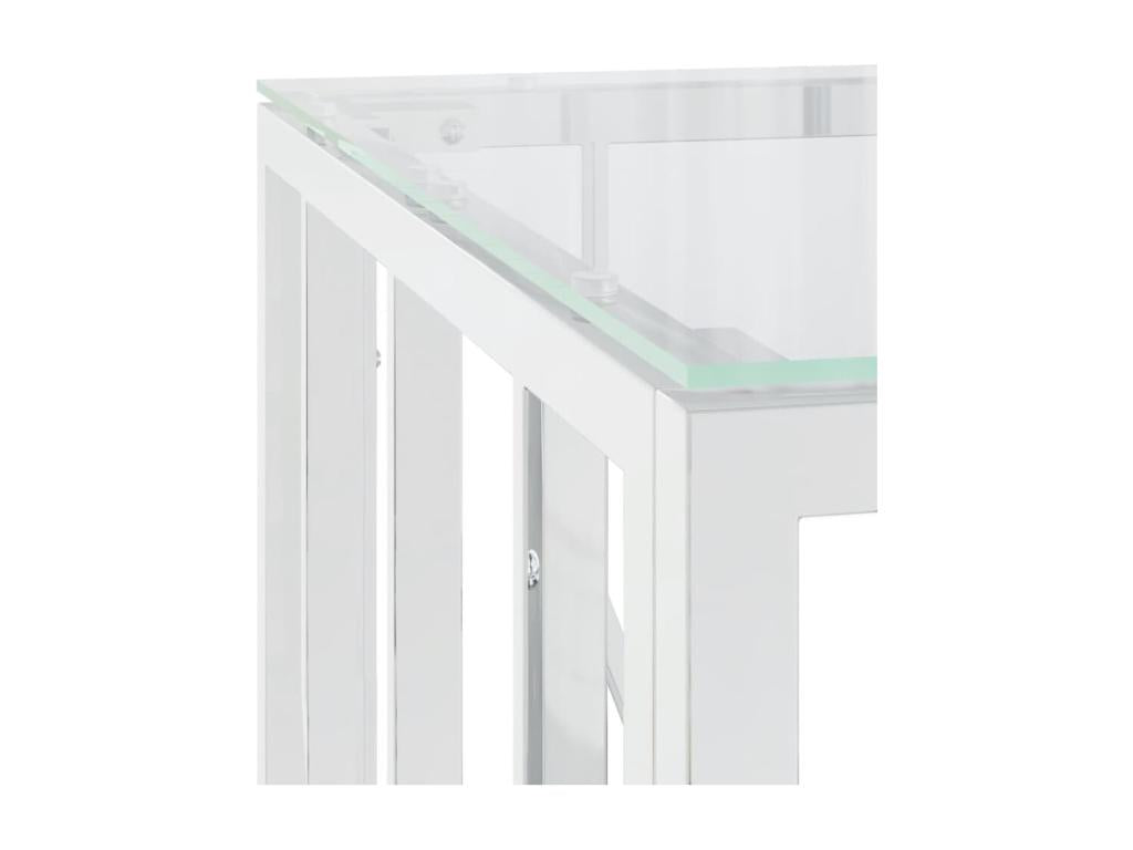 Silver coffee table 50x50x50 cm stainless steel and glass