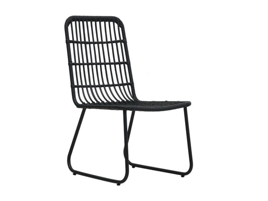 2-piece garden chairs, black wicker resin