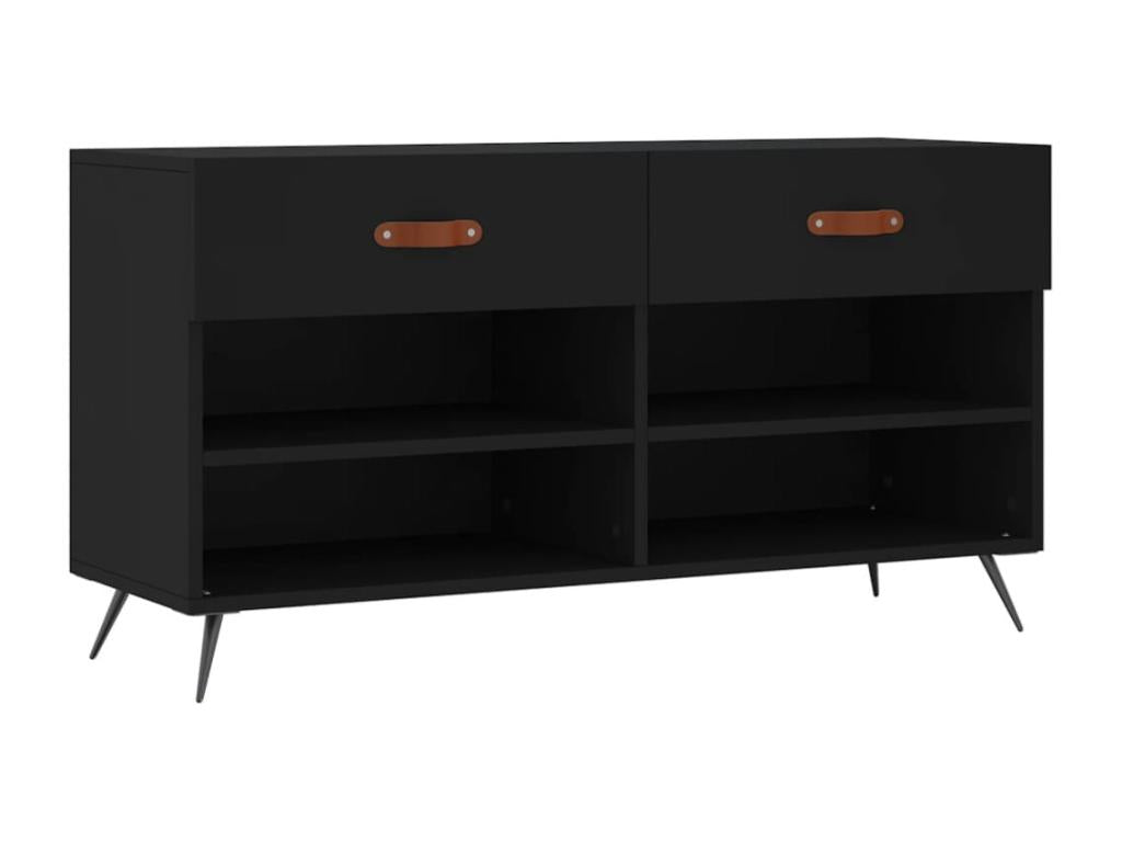 Black shoe bench 102x35x55 engineered wood