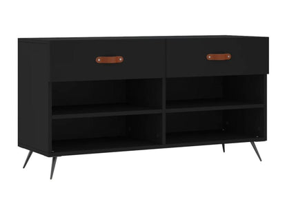 Black shoe bench 102x35x55 engineered wood