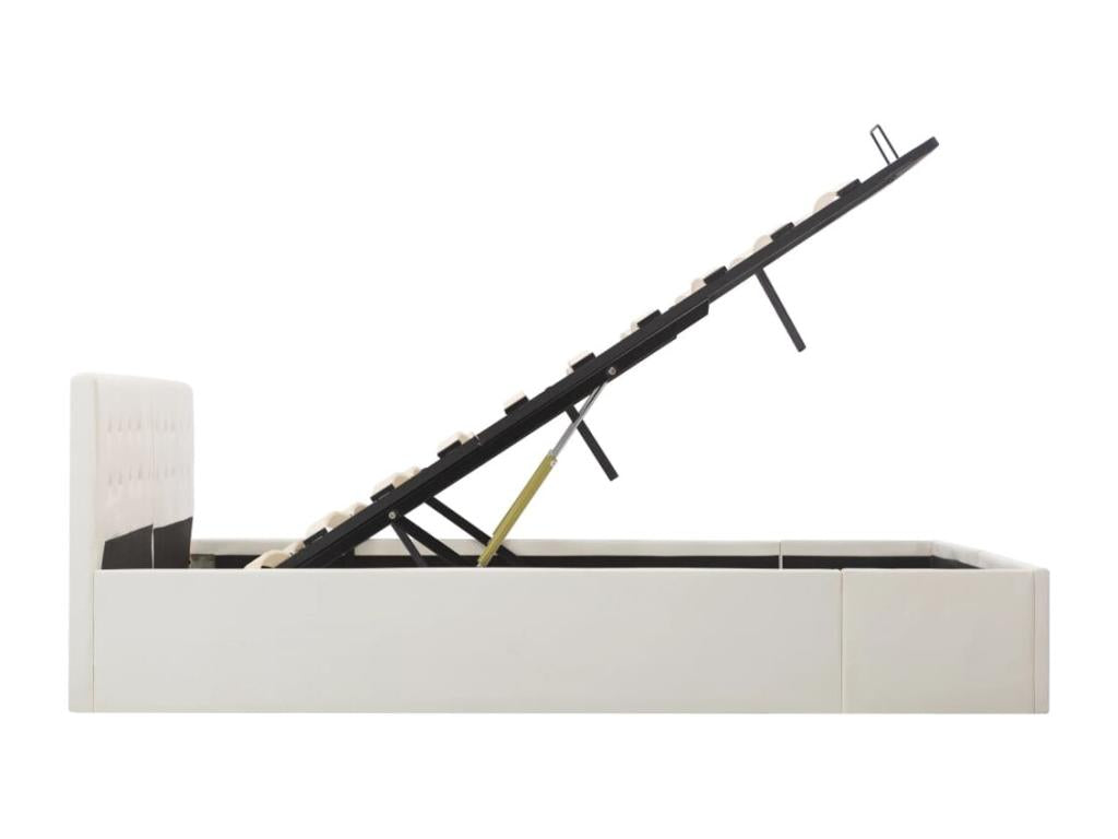 White Faux Leather Hydraulic Storage Bed Frame 180x200cm