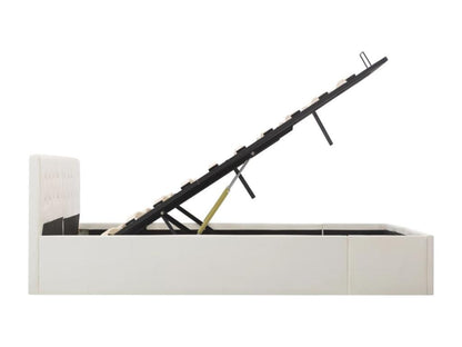 White Faux Leather Hydraulic Storage Bed Frame 180x200cm