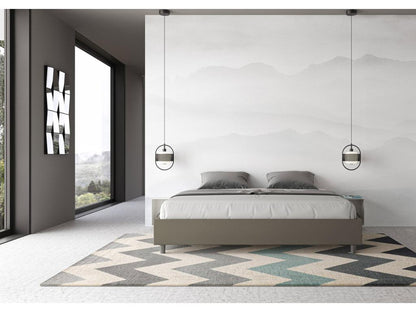 Meubiana bed frame, size without slatted base, upholstered, 200x210 cm, cappuccino faux leather, Meubiana