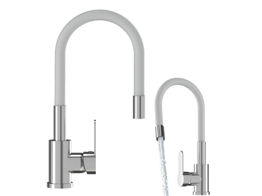Meubiana White Kitchen Mixer with Flexible Spout