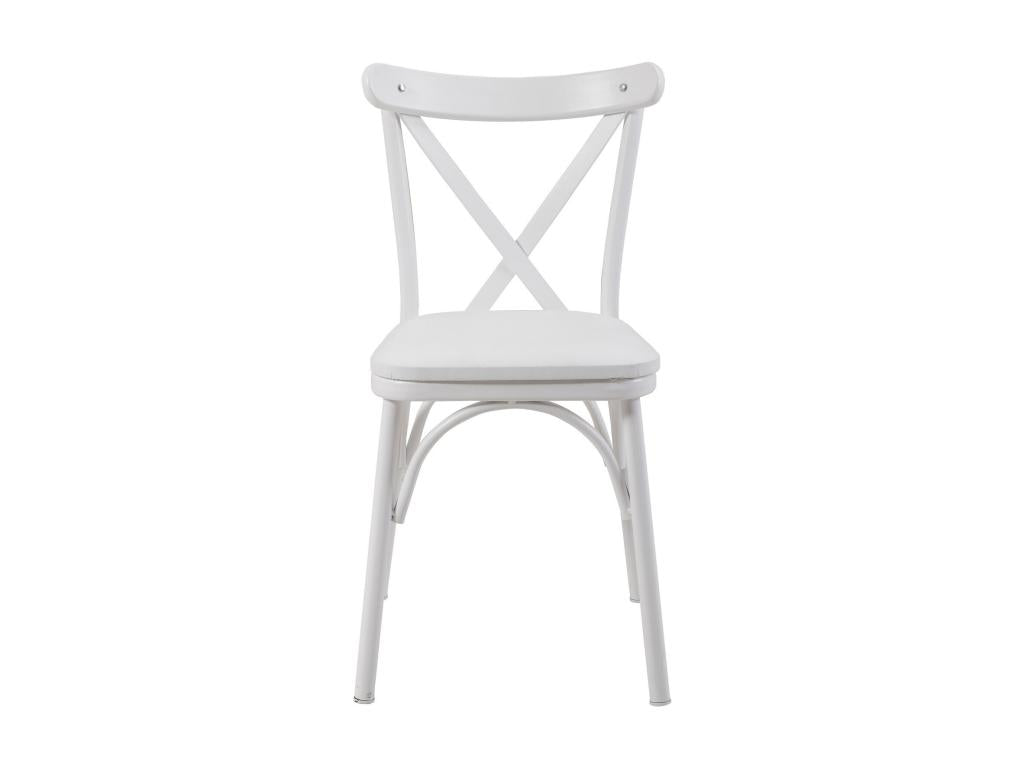 Kontante set: 1 extendable table and 4 white wooden chairs