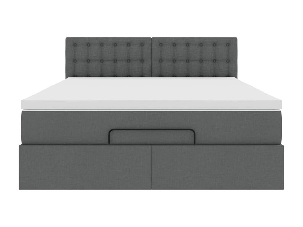 Ottoman bed with dark grey mattress 140x200 cm fabric