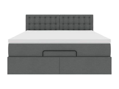 Ottoman bed with dark grey mattress 140x200 cm fabric