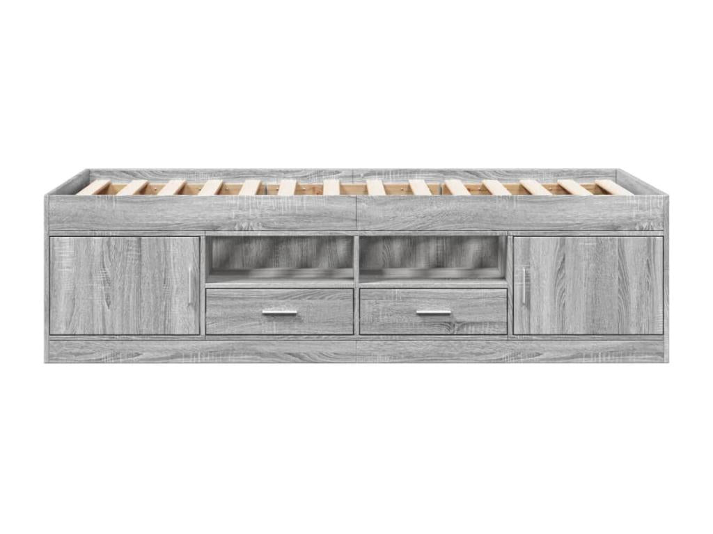 Homzora grey daybed with drawers, 75x190 cm, engineered wood