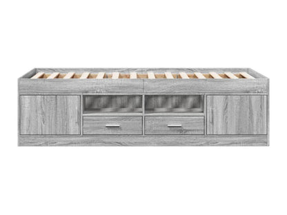 Homzora grey daybed with drawers, 75x190 cm, engineered wood
