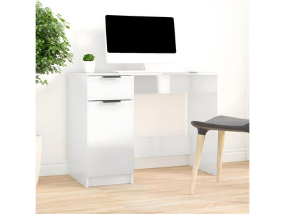 Glossy white desk, 100x50x75 cm, engineered wood