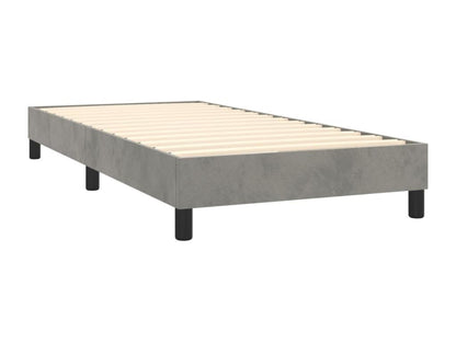 Upholstered bed base with mattress and LED light, light grey, 100x200 cm, velvet