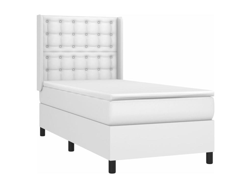 Meubiana bed base with LED light, white, 90x190cm, faux leather
