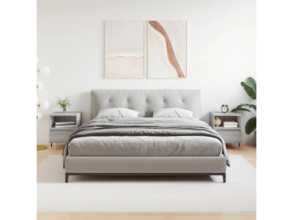 Meubiana bedside tables, 2 pcs, grey, 40x35x50 cm, engineered wood