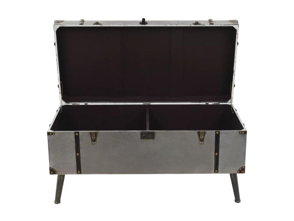 Rectangular coffee table in wood and grey metal Leo