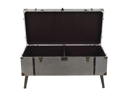 Rectangular coffee table in wood and grey metal Leo