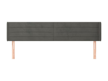 Headboard with wings, Dark Grey, 203x16x78/88 cm, Velvet