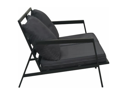 5-piece garden furniture set with cushions, dark grey aluminum