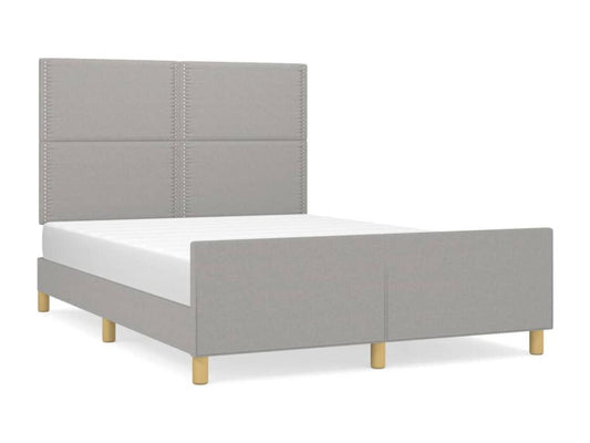 Bed frame without mattress light gray 140x190 cm fabric