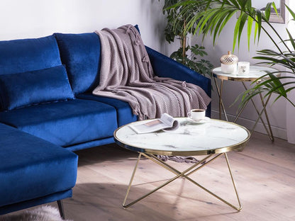 Meubiana Coffee Table, Marble Effect, Gold