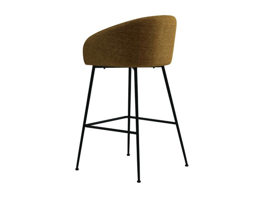 Meubiana Luxury Mustard Fabric and Black Metal Bar Stool x2