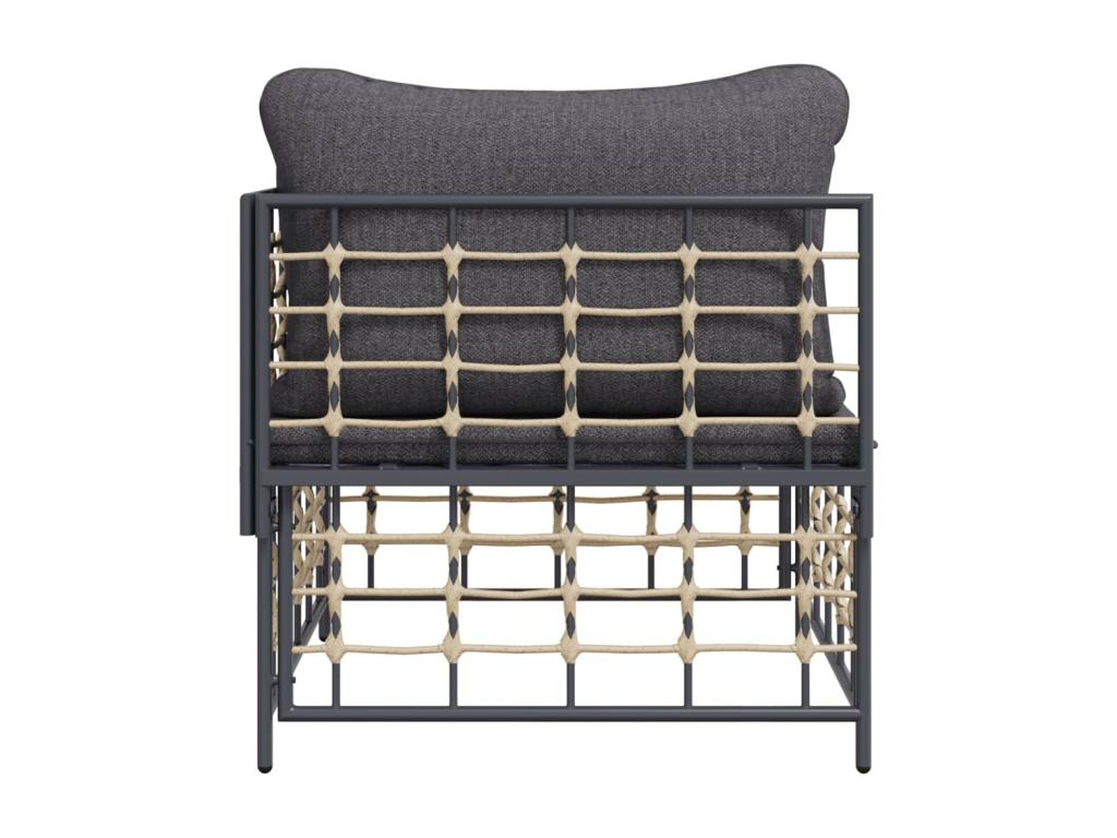 Garden corner sofa with dark grey cushion, woven resin