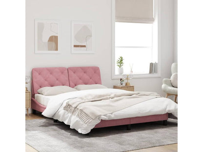 Bed frame with headboard, pink, 140x200 cm, velvet