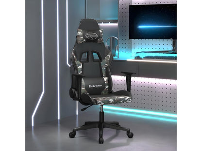 Black and camouflage faux leather gaming chair
