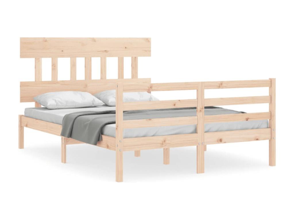 Bed frame with headboard, small double bed, solid wood