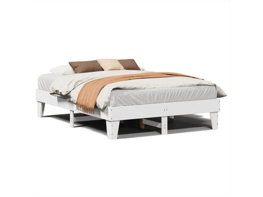 Bed frame without white mattress 140x190 cm solid pine wood
