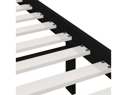 Black bed frame, solid pine wood, 75x190 cm, small single