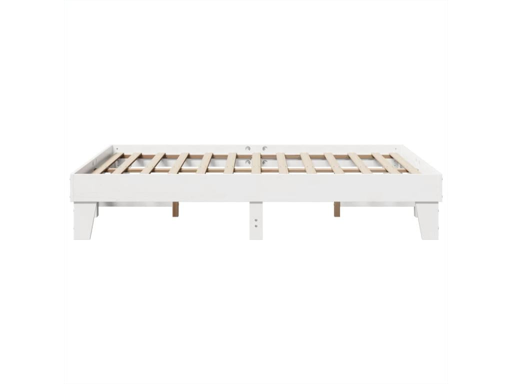 Bed frame without white mattress 140x190 cm solid pine wood