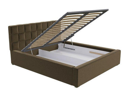 Meubiana 106 Double Brown Bed 180x200 Upholstered Slatted Base 200x223x93cm