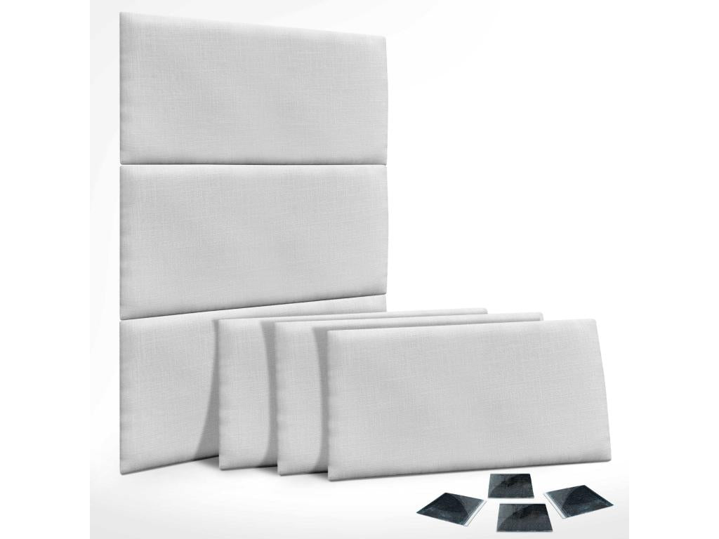 Homzora Set of 6 Self-Adhesive Linen Wall Panels, Sound Absorbing, Shockproof, and White, 60x40cm x6