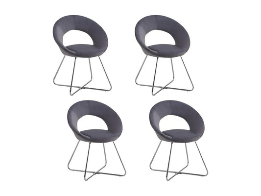 Set of 4 Homzora BUBBLE Chairs in Mouse Grey Velvet