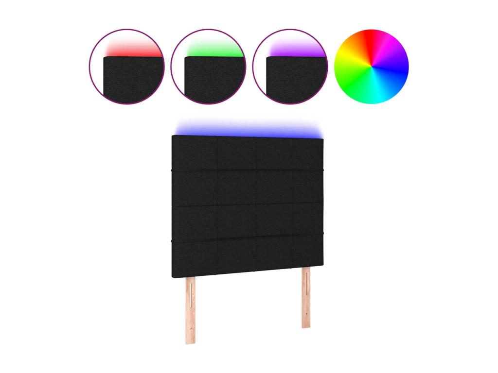 Black LED Headboard 80x5x118/128 cm Fabric