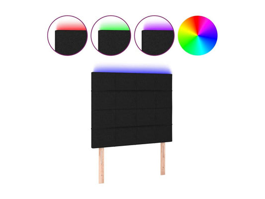 Black LED Headboard 80x5x118/128 cm Fabric