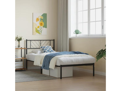 Metal bed frame with black headboard 107x203