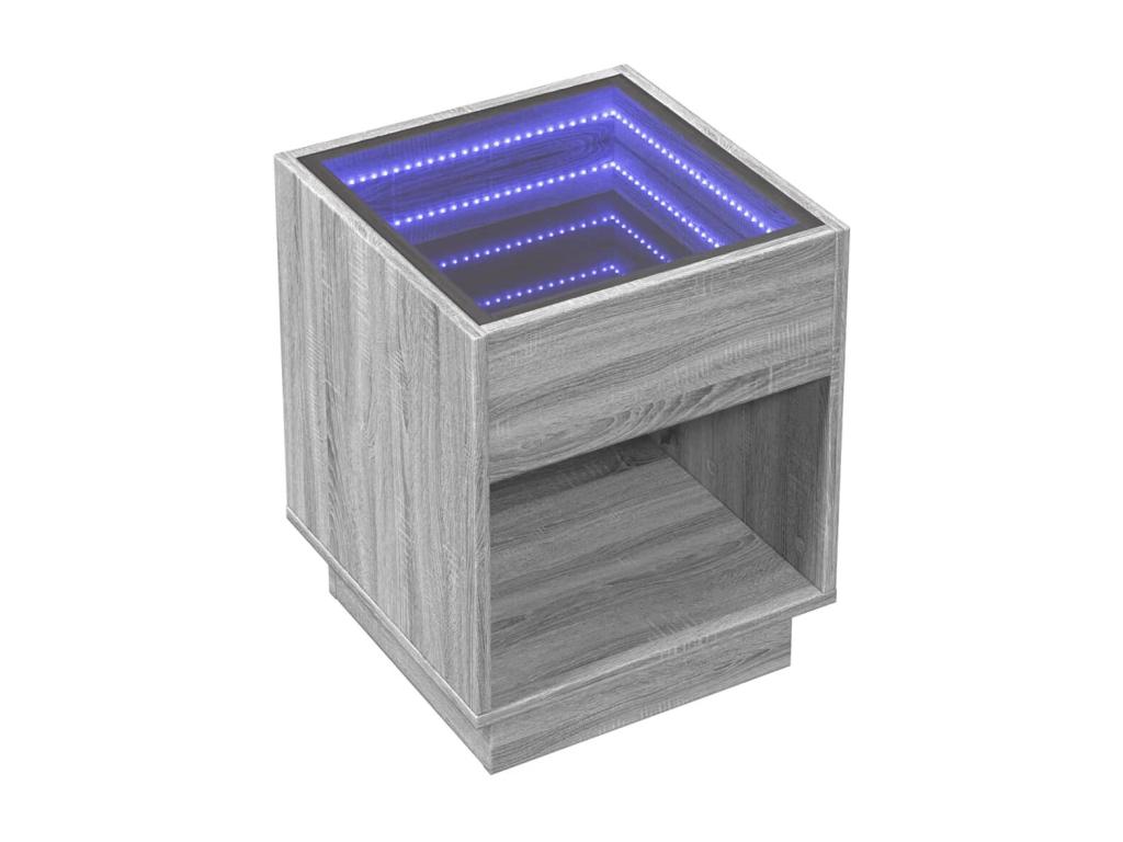 Meubiana bedside table with infinity LED, grey, 40x40x50 cm