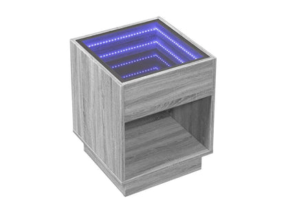 Meubiana bedside table with infinity LED, grey, 40x40x50 cm