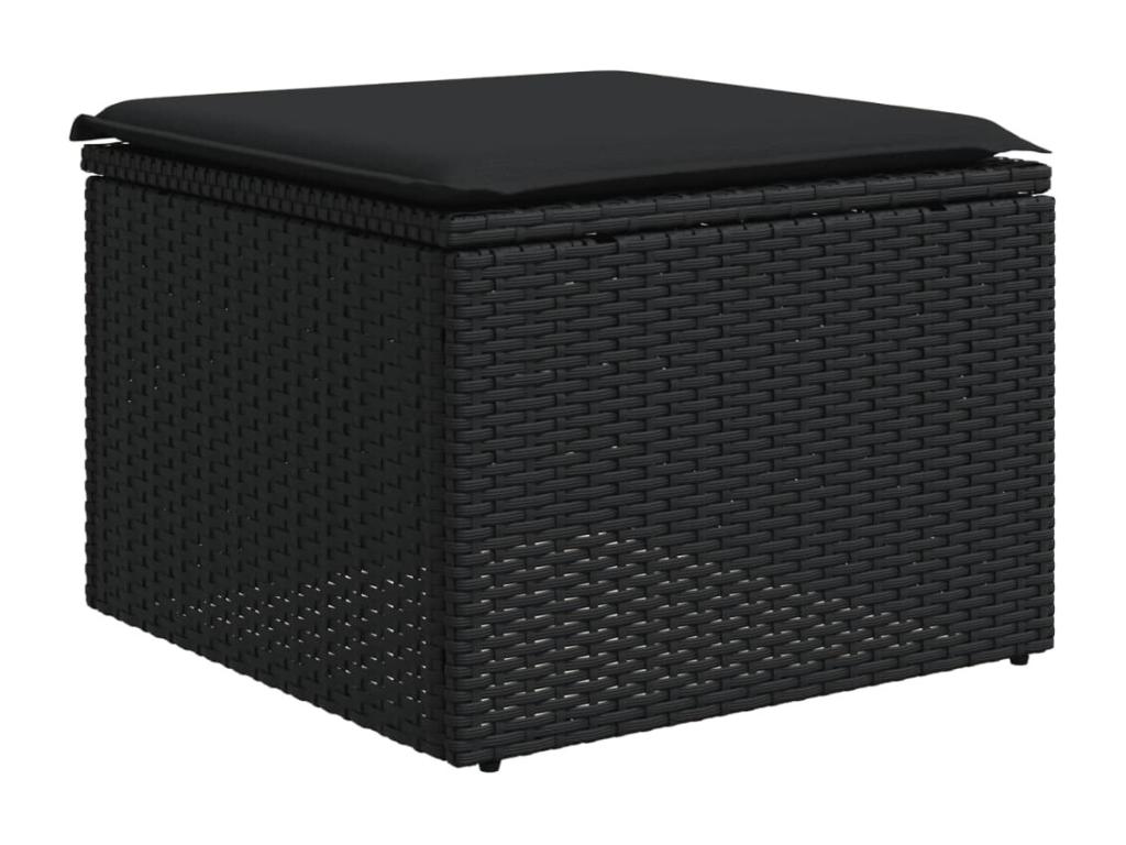 12-piece garden furniture set with cushions, black resin wicker